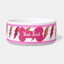 Neon Pink und Gold Blitz Fett Glitzer Pet Bowl Napf