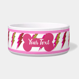 Neon Pink und Gold Blitz Fett Glitzer Pet Bowl Napf