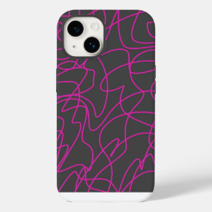 Neon Pink und Grau Line Art iPhone 14 Hülle