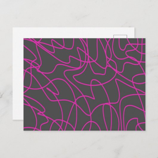 Neon Pink und Grau Line Art Postkarte (Vorne/Hinten)