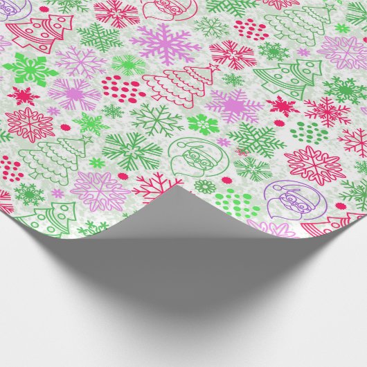 Neon Pink und Green Christmas Geschenkpapier (Ecke)