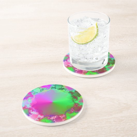 Neon Pink und Green Cone Getränkeuntersetzer (Seite)