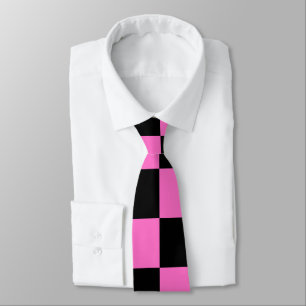 Neon Pink und Schwarz Kariert Schachbrett Vintage Krawatte
