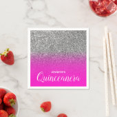 Neon Pink und Silver Glitzer Ombre Quinceanera Serviette (Beispiel)