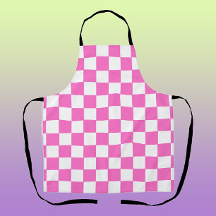 Neon Pink und Weiß Kariert Schachbrett Retro Schürze