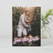 Neon Pink Vertikales Foto Save the Date Einladung (Stehend Vorderseite)