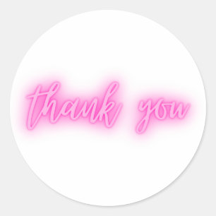 Neon Pink Vielen Dank Runder Aufkleber