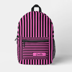 Neon Pink Vintag Strip Name Bedruckter Rucksack