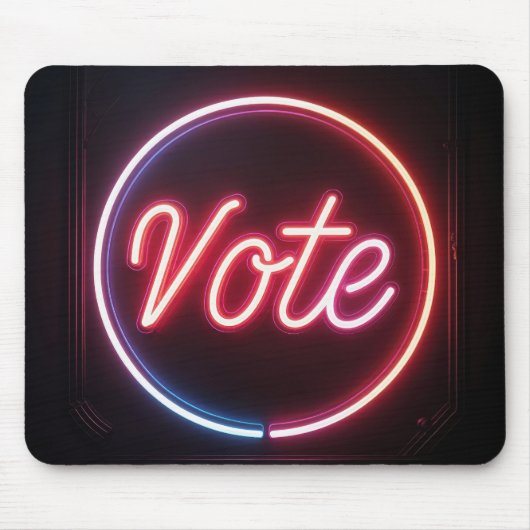 Neon Pink Vote-Zeichen auf schwarz Mousepad (Vorne)