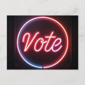 Neon Pink Vote-Zeichen auf schwarz Postkarte (Vorderseite)