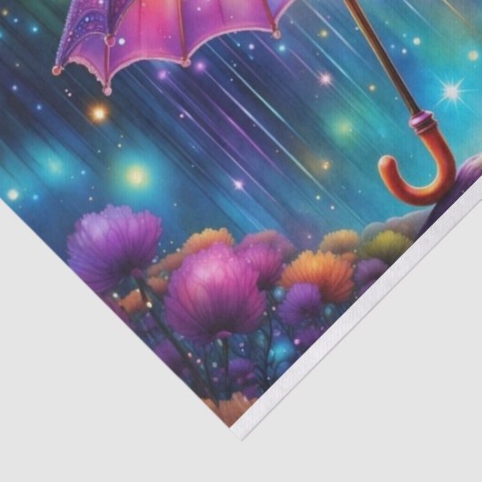 Neon Pink Whimsical Umbrella Decoupage Papier (Ausschnitt)