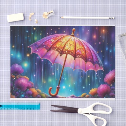 Neon Pink Whimsical Umbrella Decoupage Papier (Handwerk)