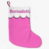 Neon Pink White 3D Elegante Name Personalisiert Kleiner Weihnachtsstrumpf (Vorderseite)