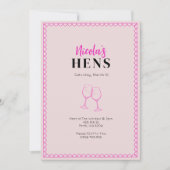 Neon Pink Wine Glass Hens Party Einladung (Vorderseite)