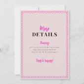 Neon Pink Wine Glass Hens Party Einladung (Rückseite)