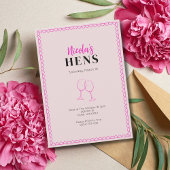 Neon Pink Wine Glass Hens Party Einladung