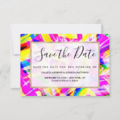 Neon Pink Yellow Brushstroke Explosion Art Save The Date (Vorderseite)
