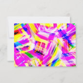 Neon Pink Yellow Brushstroke Explosion Art Save The Date (Rückseite)