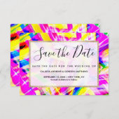 Neon Pink Yellow Brushstroke Explosion Art Save The Date (Vorne/Hinten)