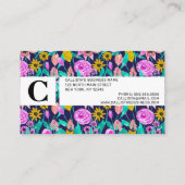 Neon Pink Yellow Floral Blätter Aquarellmuster Terminkarte (Rückseite)