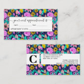 Neon Pink Yellow Floral Blätter Aquarellmuster Terminkarte (Vorne/Hinten)