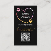 Neon Pink Yellow Pet Grooming QR Code Visitenkarte (Vorderseite)