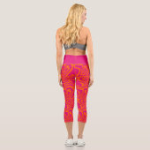 Neon Pink Zebra Streifen Frauen Capris Leggings (Rückseite)