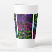 Neon Pixel Art Grid Milchtasse (Vorderseite)