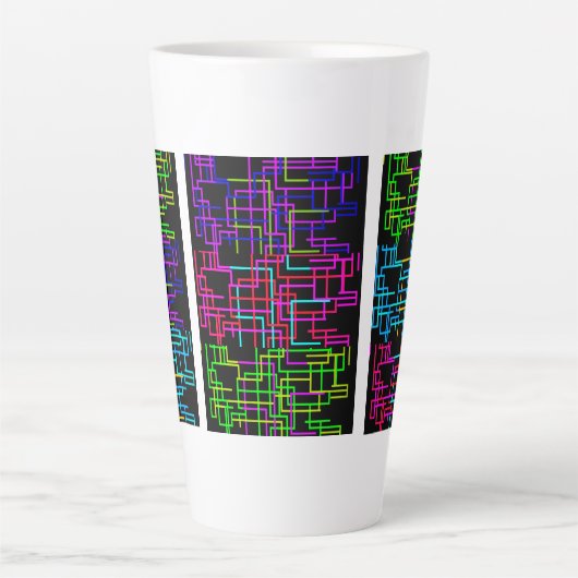 Neon Pixel Art Grid Milchtasse (Vorderseite)