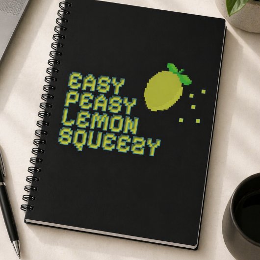 Neon Pixel Art Lemon Deluxe Notebook Notizblock