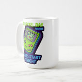 Neon Pixel Bay Kaffeetasse (Vorderseite Links)