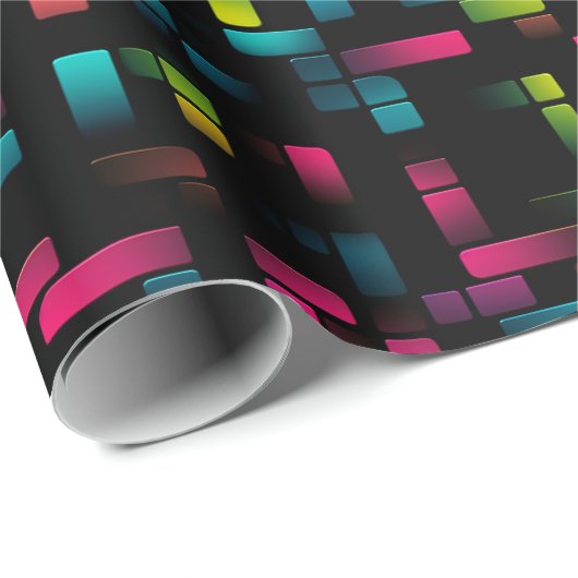Neon Pixel Brick Geschenkpapier (Rolleneckpunkt)
