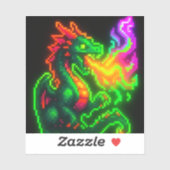 Neon Pixel Dragon - Retro Arcade Flame Design Aufkleber (Blatt)
