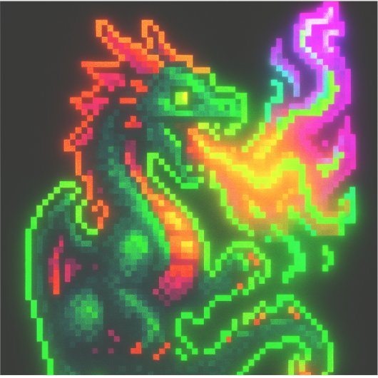 Neon Pixel Dragon - Retro Arcade Flame Design Aufkleber (Vorderseite)