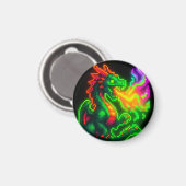 Neon Pixel Dragon - Retro Arcade Flame Design Magnet (Vorderseite/Rückseite)