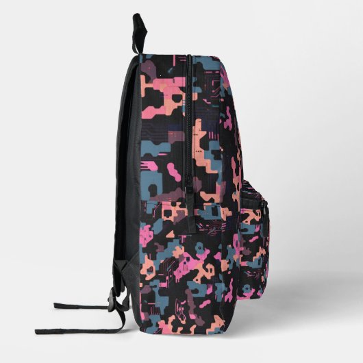 Neon-Pixel-Fusion Bedruckter Rucksack (Links)