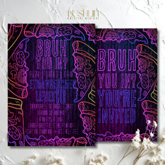 Neon Pizza Birthday Fun Glow Party Pizza Party Einladung