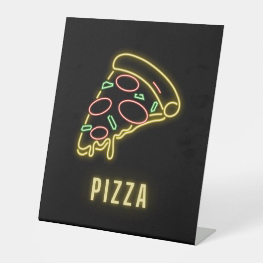 Neon Pizza Slice Sockelschild (Vorderseite)