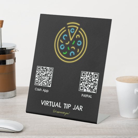 Neon Pizza Virtual Tip Jar Tabletop Zeichen Sockelschild (In SItu)