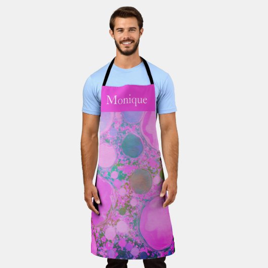 Neon Planets Liquid Art Oil and Acrylic Schürze (Getragen)