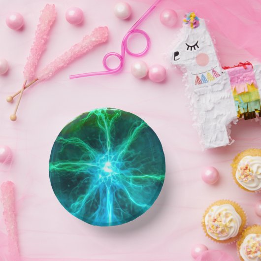 Neon Plasma Ball Electric Party Pappteller (Party)