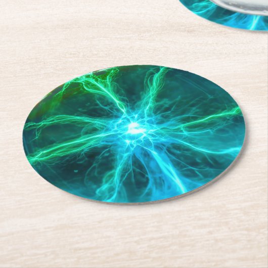 Neon Plasma Ball Electric Party Runder Pappuntersetzer (Angewinkelt)