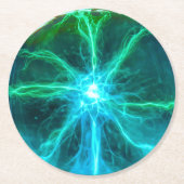 Neon Plasma Ball Electric Party Runder Pappuntersetzer (Vorderseite)