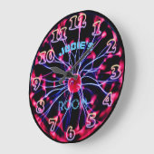 Neon Plasma Ball - Spielzimmer Personalisiert Große Wanduhr (Winkel)