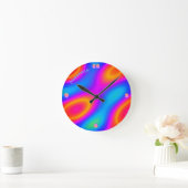 Neon Plasma Moderne psychedelische Personalisierte Runde Wanduhr (Zuhause)