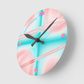 Neon Plasma Pink Blu Psychedelic Personalisiert Wa Runde Wanduhr (Winkel)