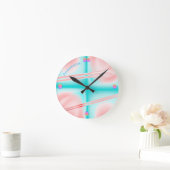Neon Plasma Pink Blu Psychedelic Personalisiert Wa Runde Wanduhr (Zuhause)