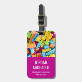 Neon Plastic Gebäude Blocks | Name hinzufügen Gepäckanhänger (Vorderseite vertikal)