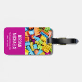 Neon Plastic Gebäude Blocks | Name hinzufügen Gepäckanhänger (Rückseite horizontal)