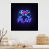 Neon Play Gamer Poster (Küche)